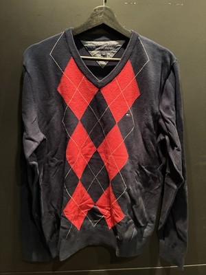 Vintage Tommy Hilfiger - Pullover - Größe M - Blau/Rot Sweater