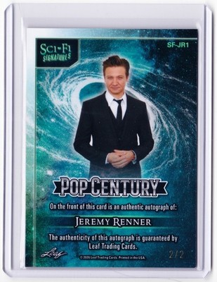 ジェレミーレナー　サイン入りカード Jeremy Renner 2026 Leaf Metal Pop Century Autograph # 2/2 !! Auto