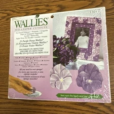 New 12014 Purple Pansy 25 Pre-Pasted Wallpaper Cut Outs Decals