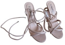 Boohoo BNWOB Pink Suede Strappy Tie Up Stiletto Heel Sandal 4 Barely There sexy