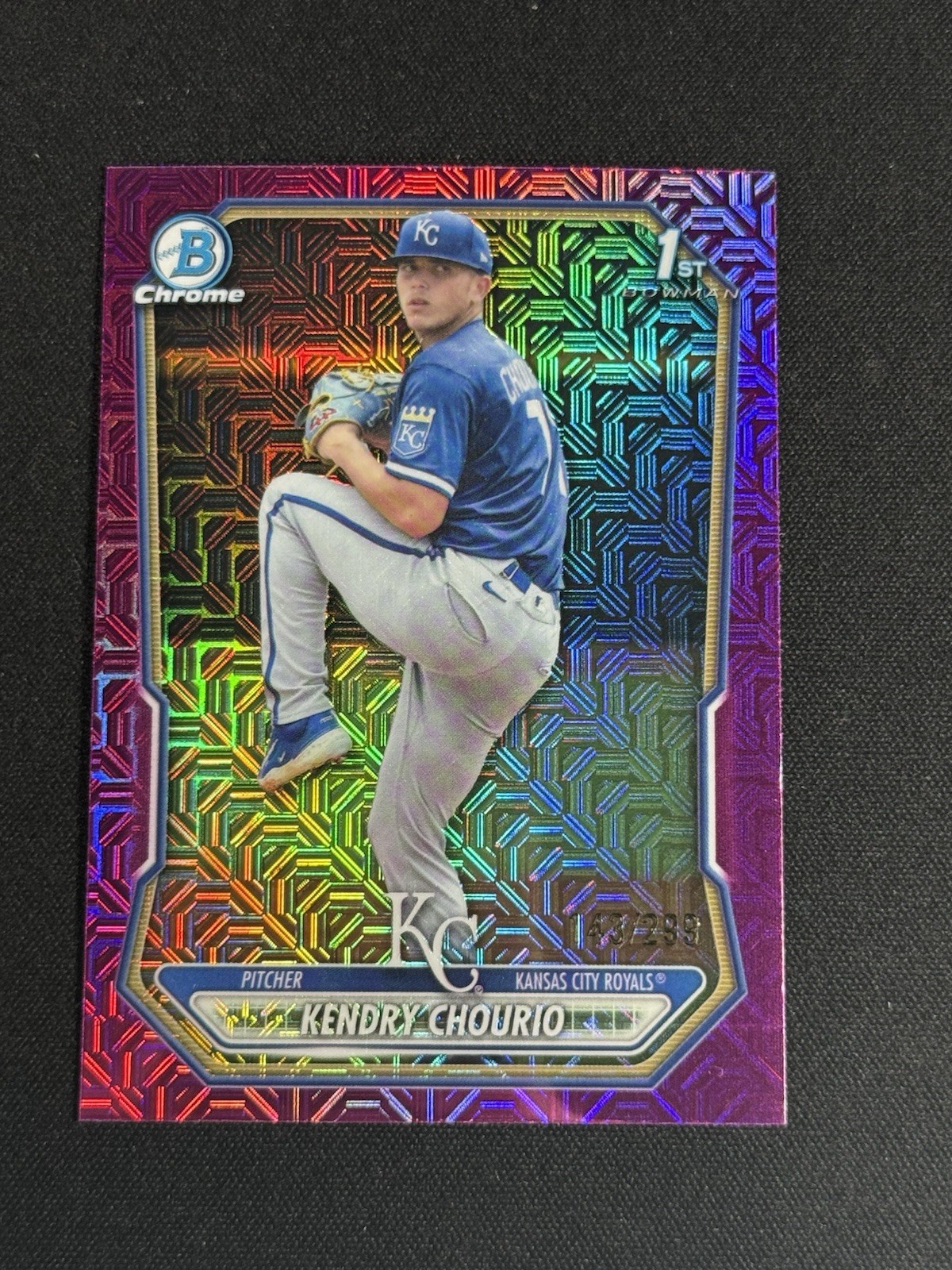 Kendry Chourio 2026 Bowman Chrome 1st Fuschia Mojo Refractor /299 SP RC KC RARE view 1