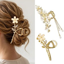 2 Pcs Large Gold Claw Clip for Thick Hair 4.5 In Fancy Hair Clips for Women Non