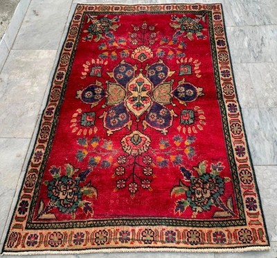 Vintage Afghan Rug,Zakani Boho  Medallion Rug,Hand Knotted Rug 3x5 ft