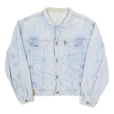 LEE COOPER Herren Blaue Jeansjacke Knopfverschluss Baumwolle Leicht L