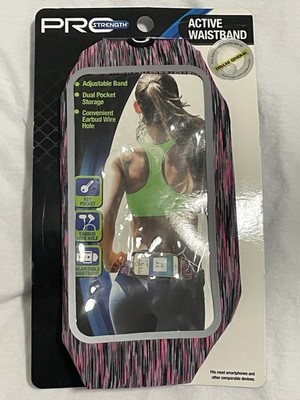 PRO Strength Active Waistband Adjustable Dual Pocket Running Belt Smartphone