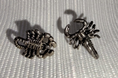 Vintage Detailed Scorpio Zodiac Sign Mono Earrings Lot (2) ST21