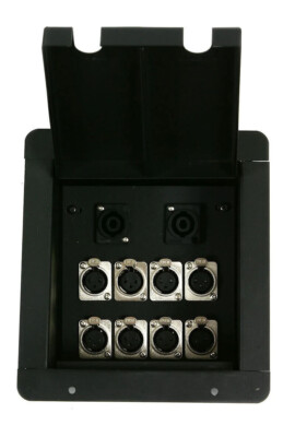 Recessed Pocket Stage Floor Box w/ 8 XLR Female-& 2 Speakon Plugs