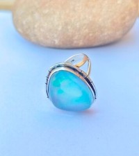 Beautiful Aurora Opal Ring Gemstone Ring 925 Sterling Silver Engagement Ring