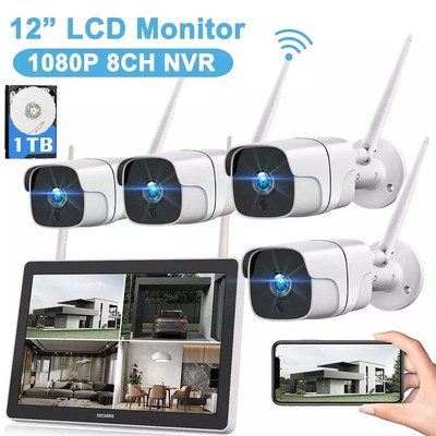 Wireless Security Camera System with Monitor WiFi Outdoor Camera 24/7 Recording