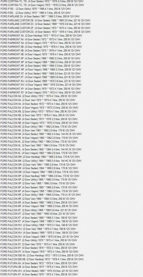 JUNTA DE CULATA PARA FORD FALCON XA XB XK XL XM XP XR XT XW XY 3.3L 200 250 Foto 2 de 2