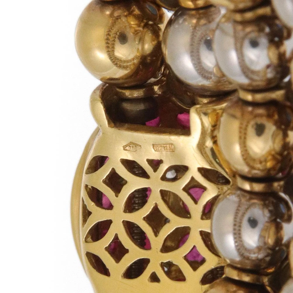 Brazalete envolvente vintage de 3 filas de diamantes y zafiros rubí de 11,25 quilates con cuentas Foto 3 de 4