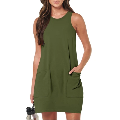 Summer Womens Sleeveless Sundress Short Beach Vacation Tank Dresses With Pockets - Bild 16 von 54
