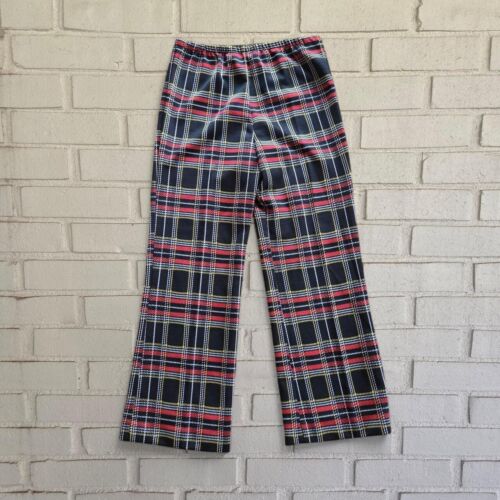 Vtg 70s Pants, Black Red Plaid Polyester Women’s, Sears, Plus Size 18 *AS IS*