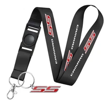 Chevrolet Camaro SS Die-Cut Metal Key Chain Black Lanyard
