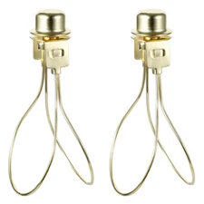2Pack Lamp Shade Light Bulb Clip Adapter with Shade Attaching Finial Top Brass
