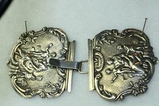 VTG EUROPEAN STERLING SILVER FIGURAL LADIES CLOTH BELT BUCKLE
