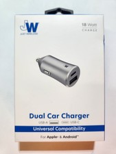 Just Wireless 3.4A Dual Port USB-A and USB-C Car Charger - Gray New Unused