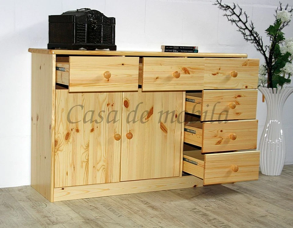 Kommode mit schubladen Kiefer massiv natur lackiert Anrichte Sideboard schrank - Bild 1 von 4
