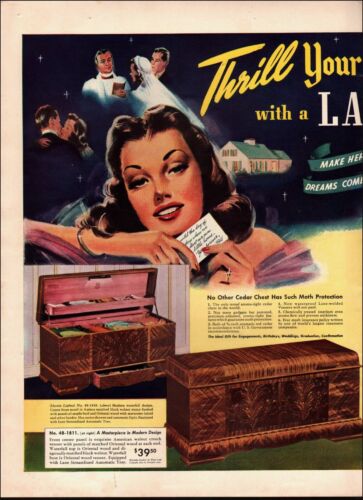 1940 Vintage ad Lane Cedar Hope Chest Christmas Gift Art RARE 2-pgs   02/02/24 - Picture 1 of 2