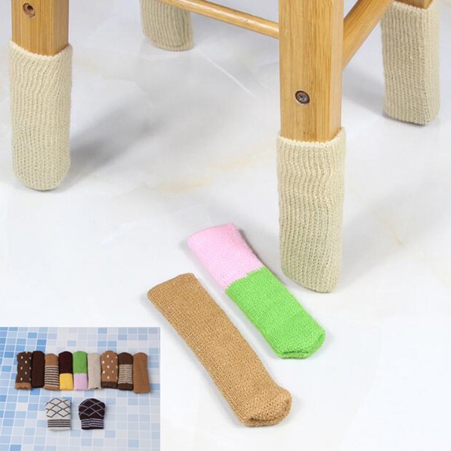 4pcs Floor Protector Knit Chair Table Leg Foot Sock Sleeve Cover Anti