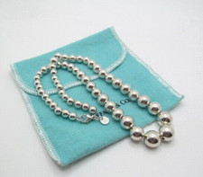 Authentic Tiffany  Co Graduated Ball Bead Necklace 16.5 Inch