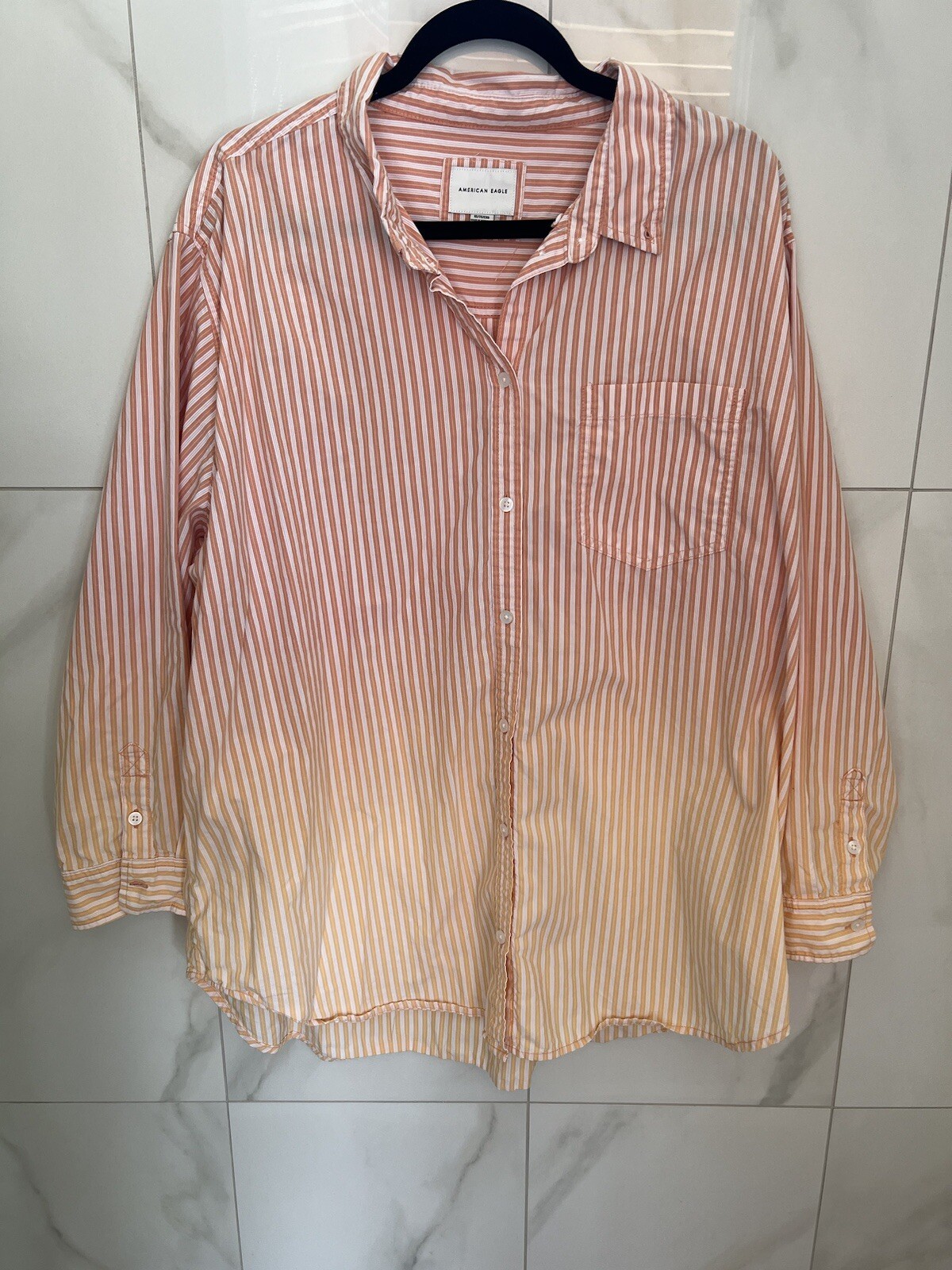 American Eagle stripped button down Cotton  shirt… - image 2