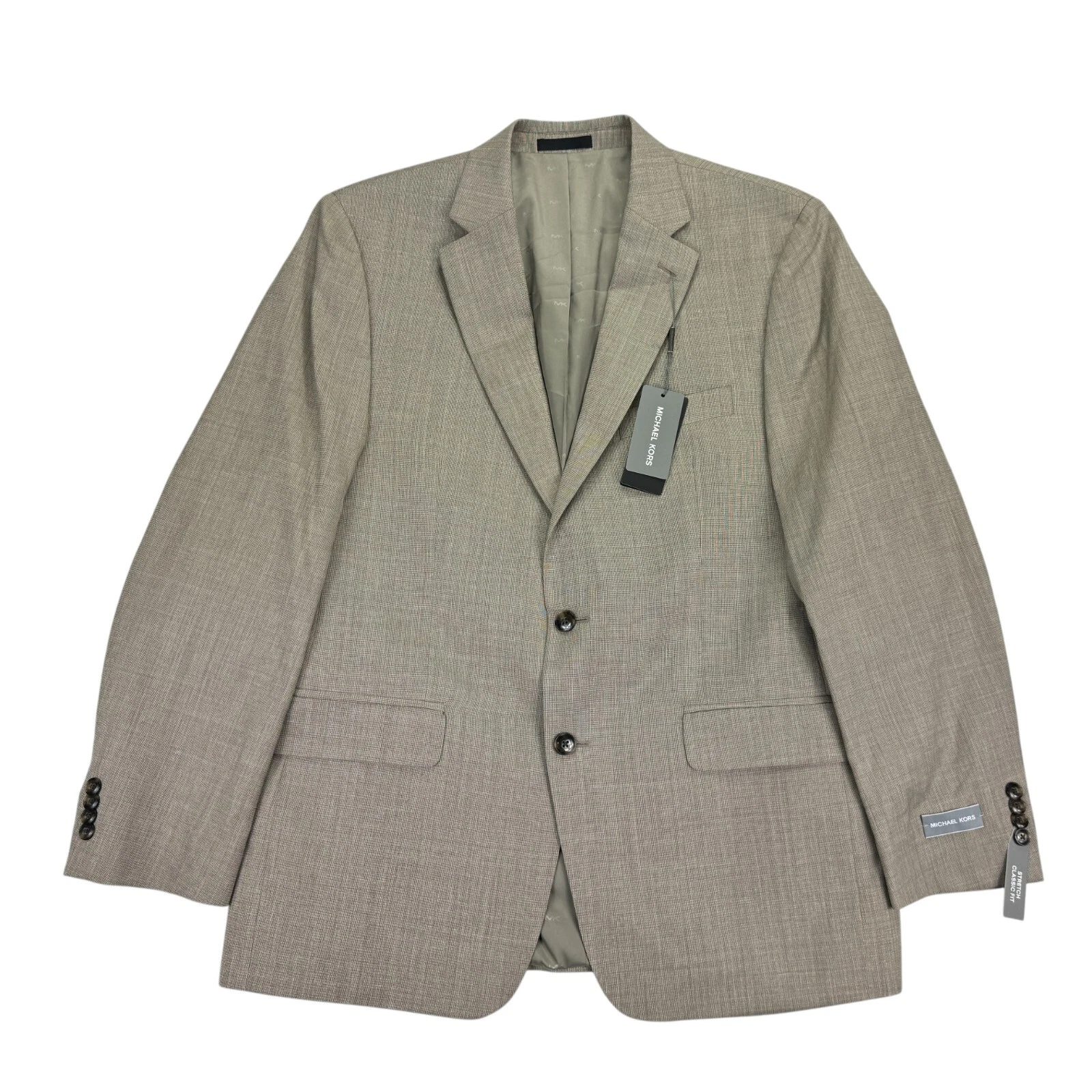 Michael Kors Mens Classic Fit Stretch Wool Blend Suit Jacket Tan 42R