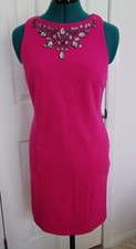 Jennifer Lopez Sz 4 Women's Pink Jewel Neck Sleeveless Sheath Dress EUC!