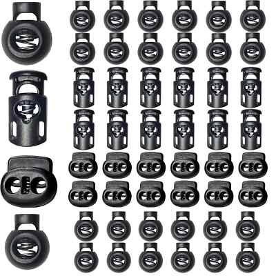 48pcs Upgraded Plastic Cord Lock Draw String Clip with Spring Toggle Stoppers