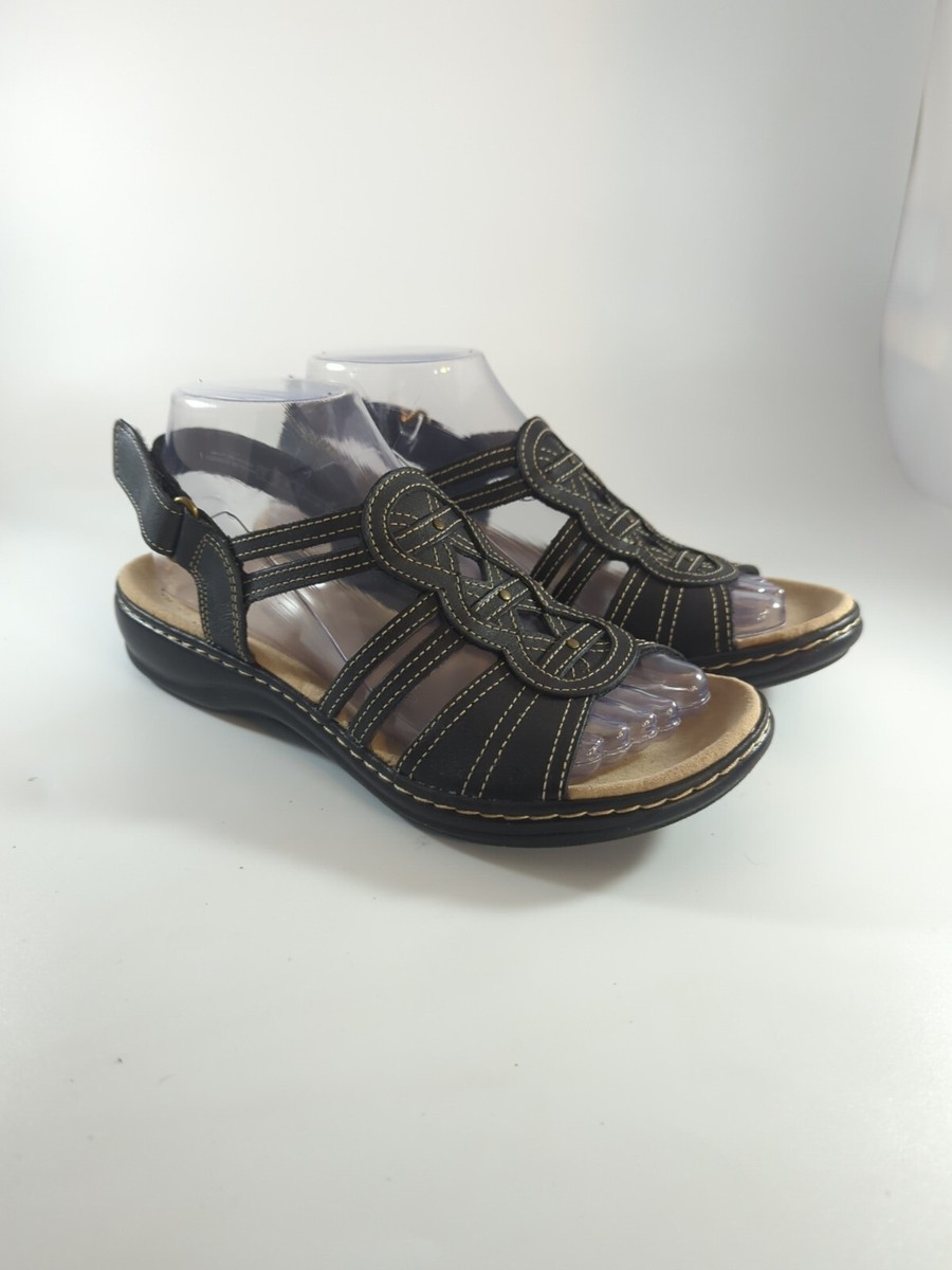 Women's Clarks, Leisa Janna Sandal US size Black Leather