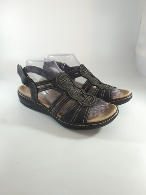 Women's Clarks, Leisa Janna Sandal US size Black Leather