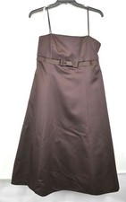 David's Bridal Womens Spaghetti Strap USA Made Shimmery Cocktail Midi Dress 16