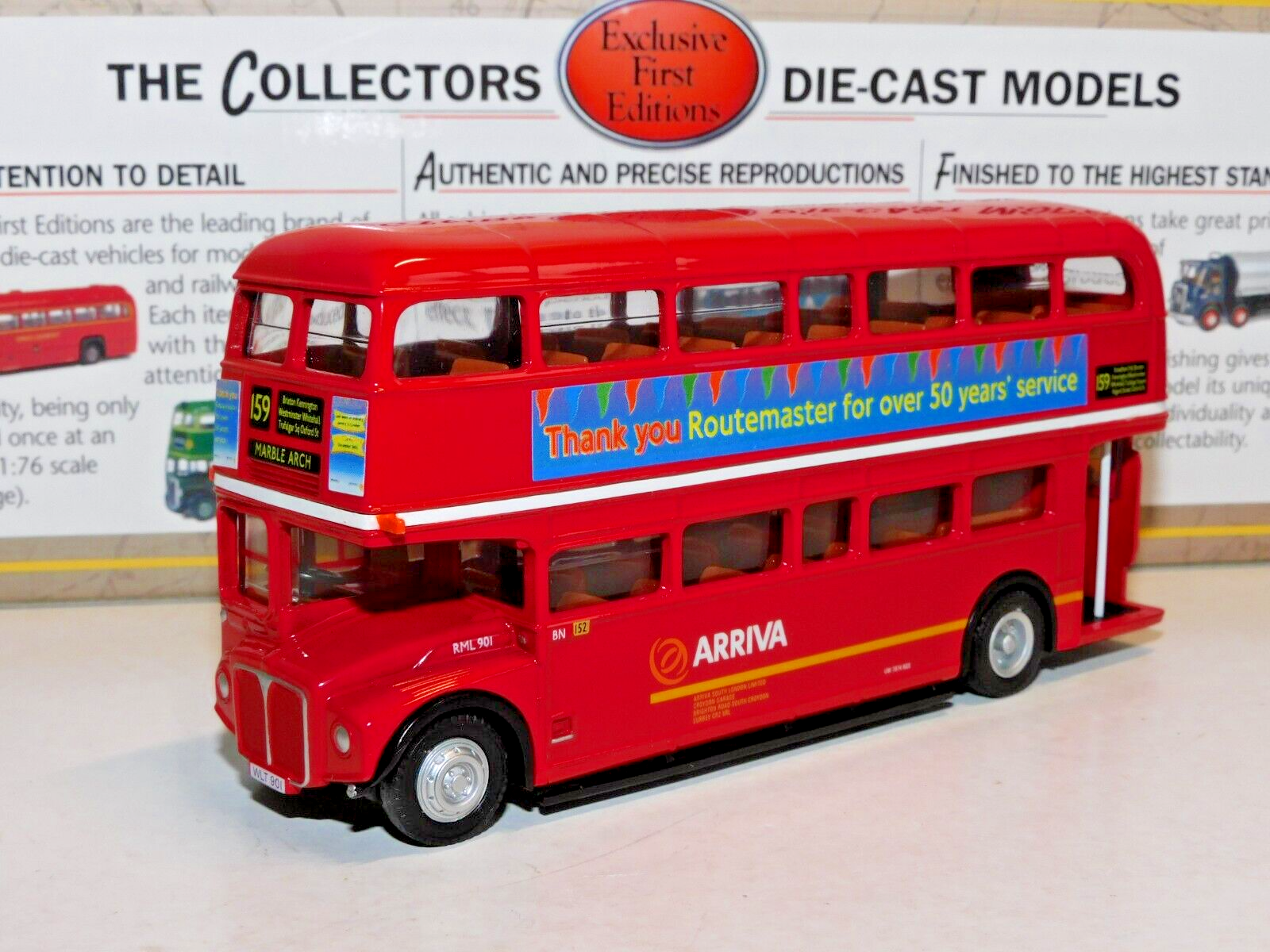 EFE RML ROUTEMASTER BUS ARRIVA LONDON ROUTE 159 MARBLE ARCH 1/76 25518 LT MUSEUM