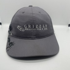 GRIZZY HELICOPTERS LTD Men’s Gray Cap Trucker Hat Embroidered Bear Adjustable 