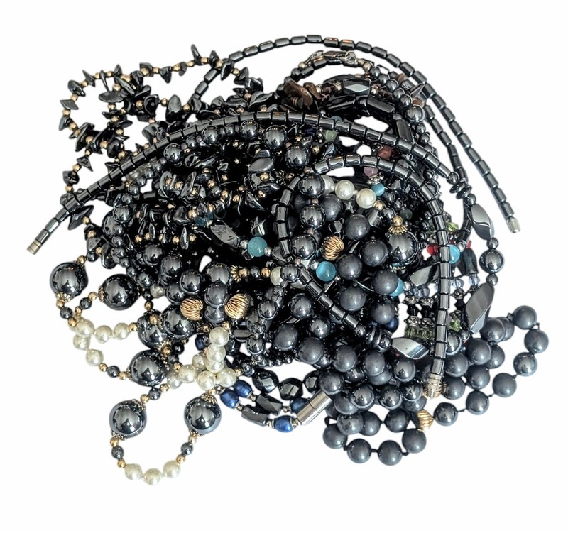 13 Piece Lot Natural and Man-made Hematite Necklaces and Bracelets & Anklet
