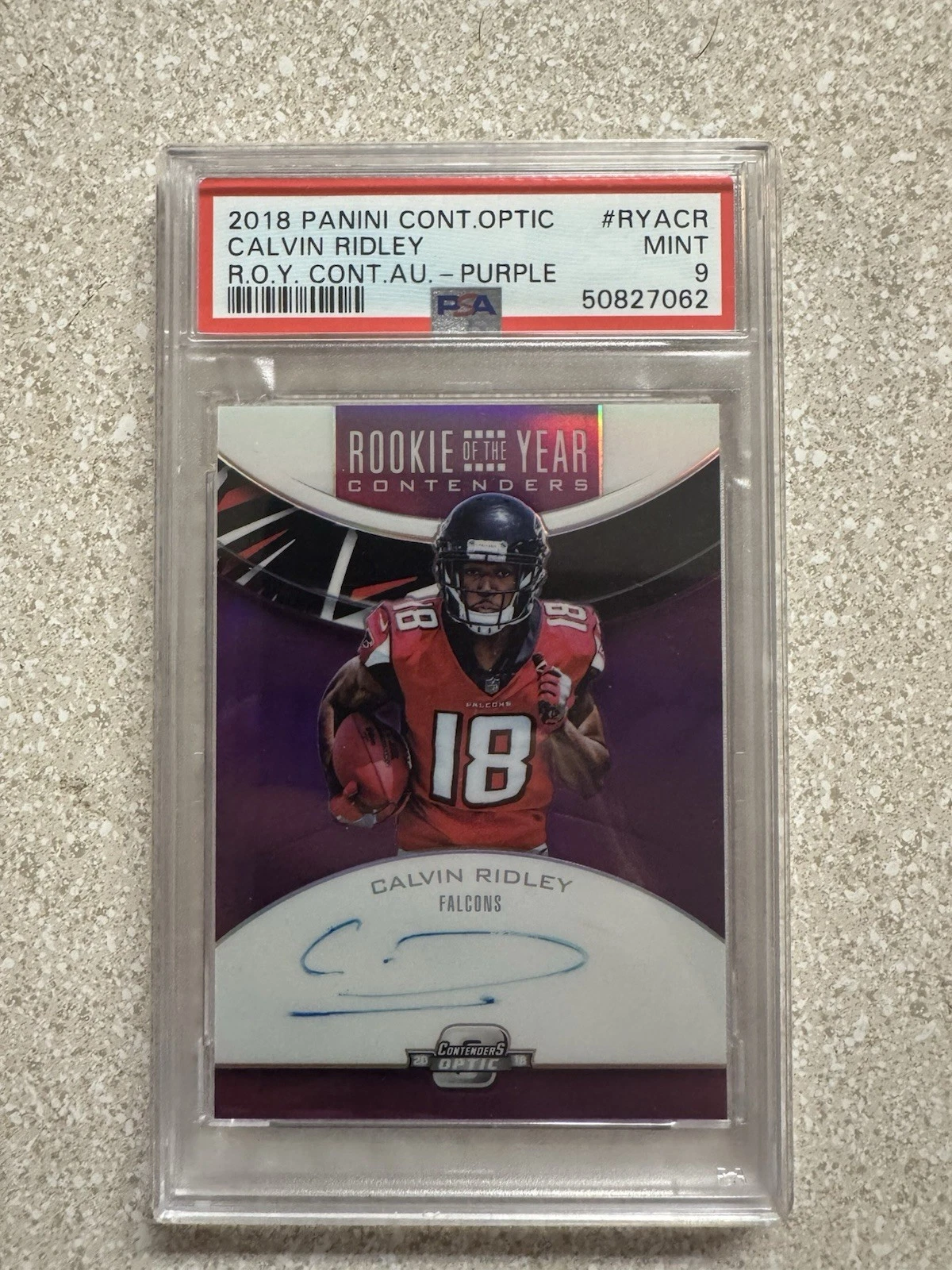 Calvin Ridley Panini Contenders Optic Rookie of the Year Contenders Autographs #RYACR Purple