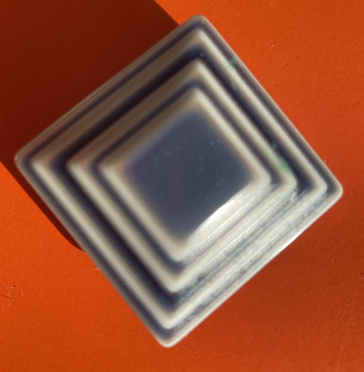 Vintage Retro 60s Lea Stein Rare Blue Grey Stripe Pyramid Square