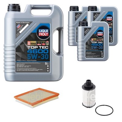 FEBI BILSTEIN Inspektionspaket 8L Liqui Moly Top Tec 4600 5W-30 für Opel Zafira