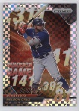 2020 Panini Prizm Numbers Game Power Plaid Prizm 28/75 Nelson Cruz #NG-7 13st