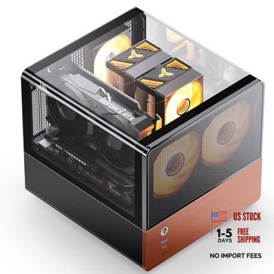 V12 Micro ATX Mid Tower PC Case, Hyperboloid Glass Desktop Design, Black
