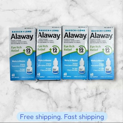 FOR 4 Bausch+Lomb Alaway Antihistamine Eye Drops Itch Relief 0.34 fl EXP02/26+