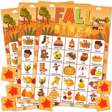 HEYINSHEN 24 Players Fall Bingo Card Autumn Bingo Games for Kids Autumn Harve...