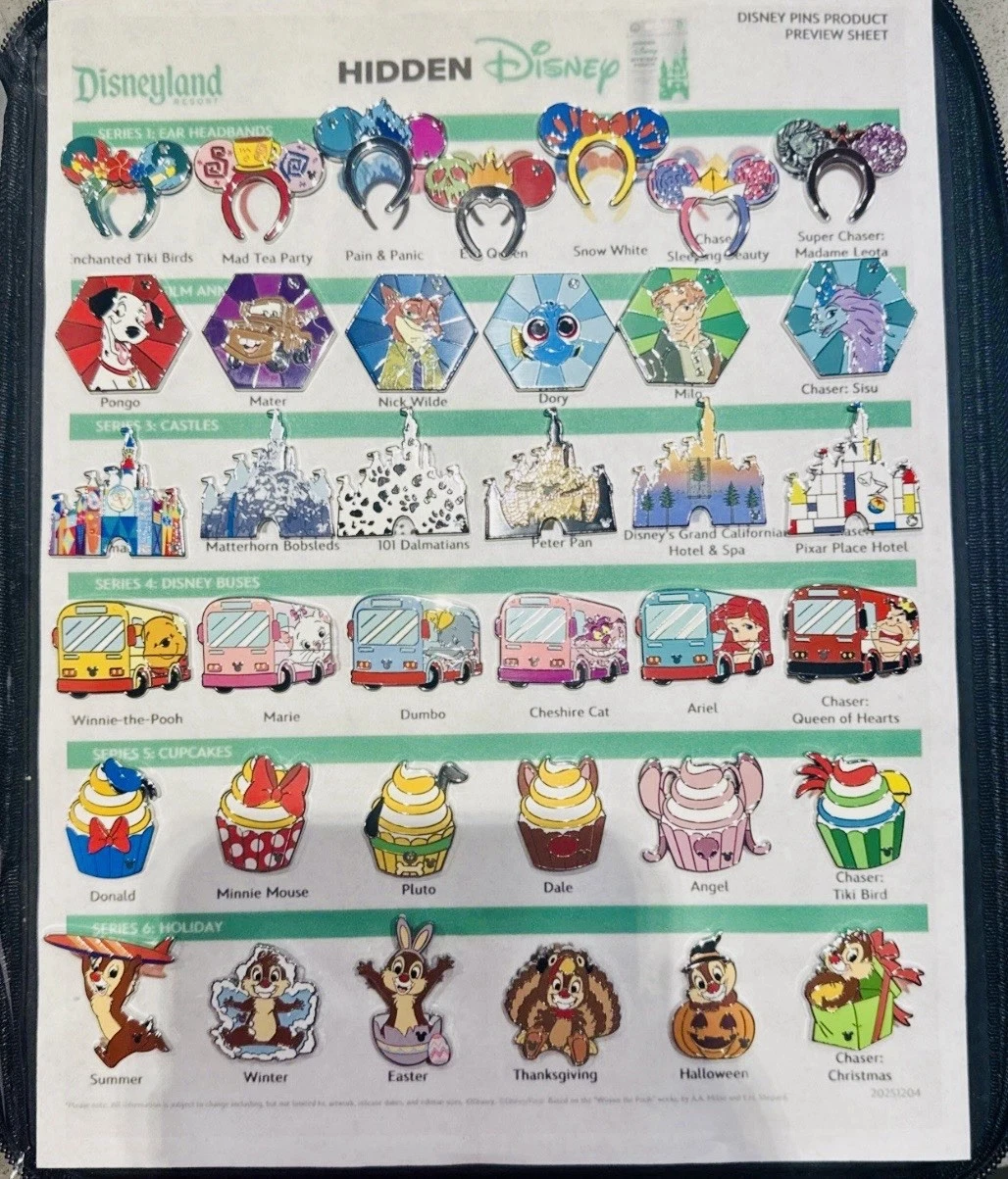 Disneyland 2026 Hidden Mickey Wave A Complete Pin Set w/ Chasers & Super Chaser