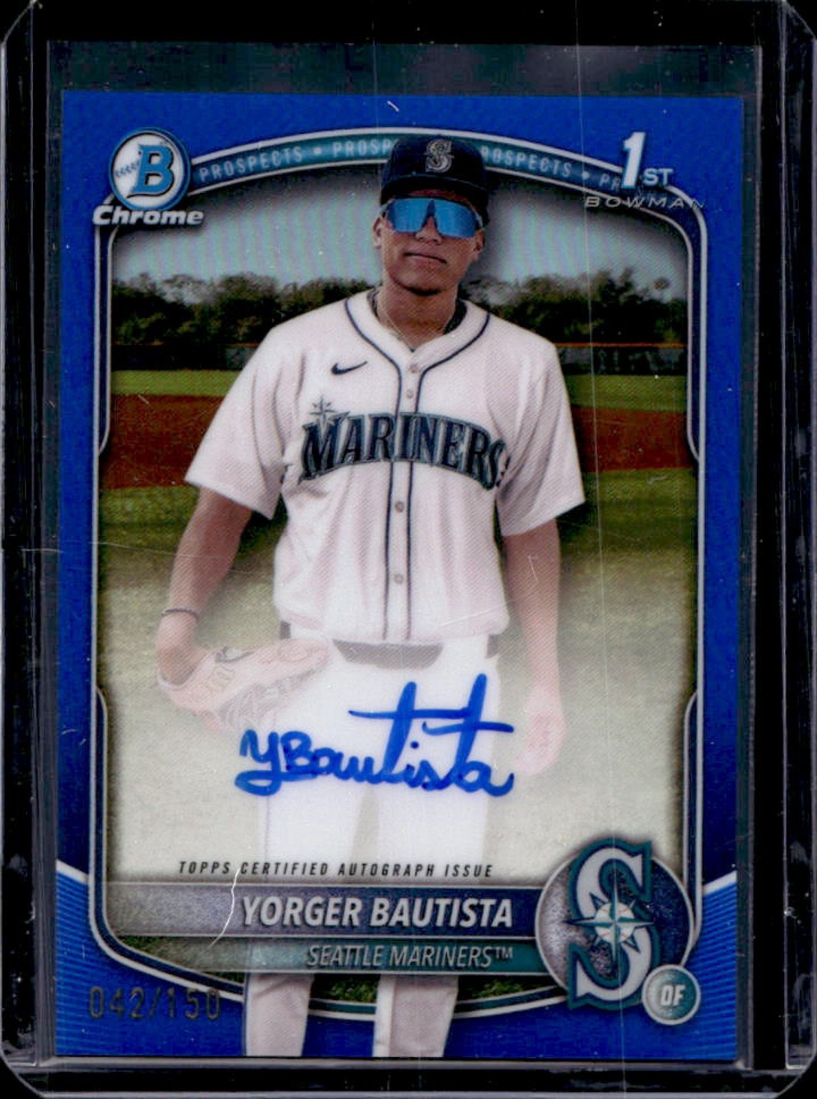 2025 Bowman Chrome Yorger Bautista Auto Blue Refractor 1st #/150 Mariners