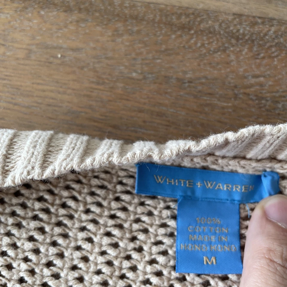 Cárdigan vintage Y2K blanco + Warren para mujer mediano pescador botón delantero suéter Foto 3 de 4