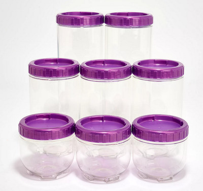 LocknLock 8-Piece Interlockling Round Canisters K315582 PURPLE GALAXY