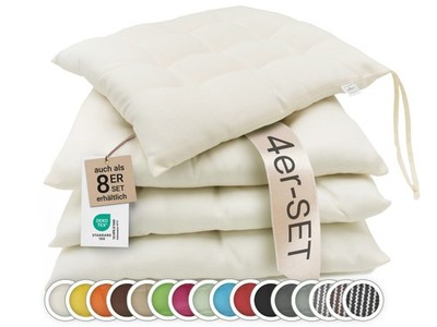 4er oder 8er Set Stuhlkissen Sitzkissen 40x40 cm quadratisch mit Bänder
