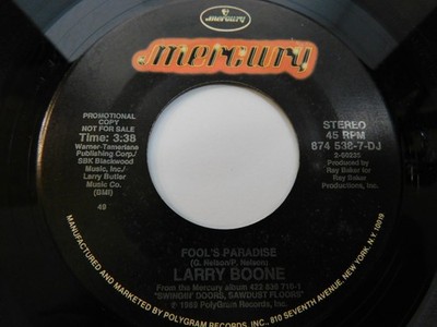 Larry Boone    Fool's Paradise 1989 7'' Single PROMO 874 538-7-DJ