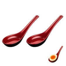 Asian Soup Spoons Set of 2 Black Red Ramen Pho