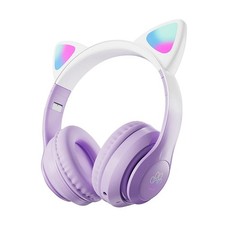 Cute Gradient Headsets LED Light Bluetooth Headphones with Mic Kids4338